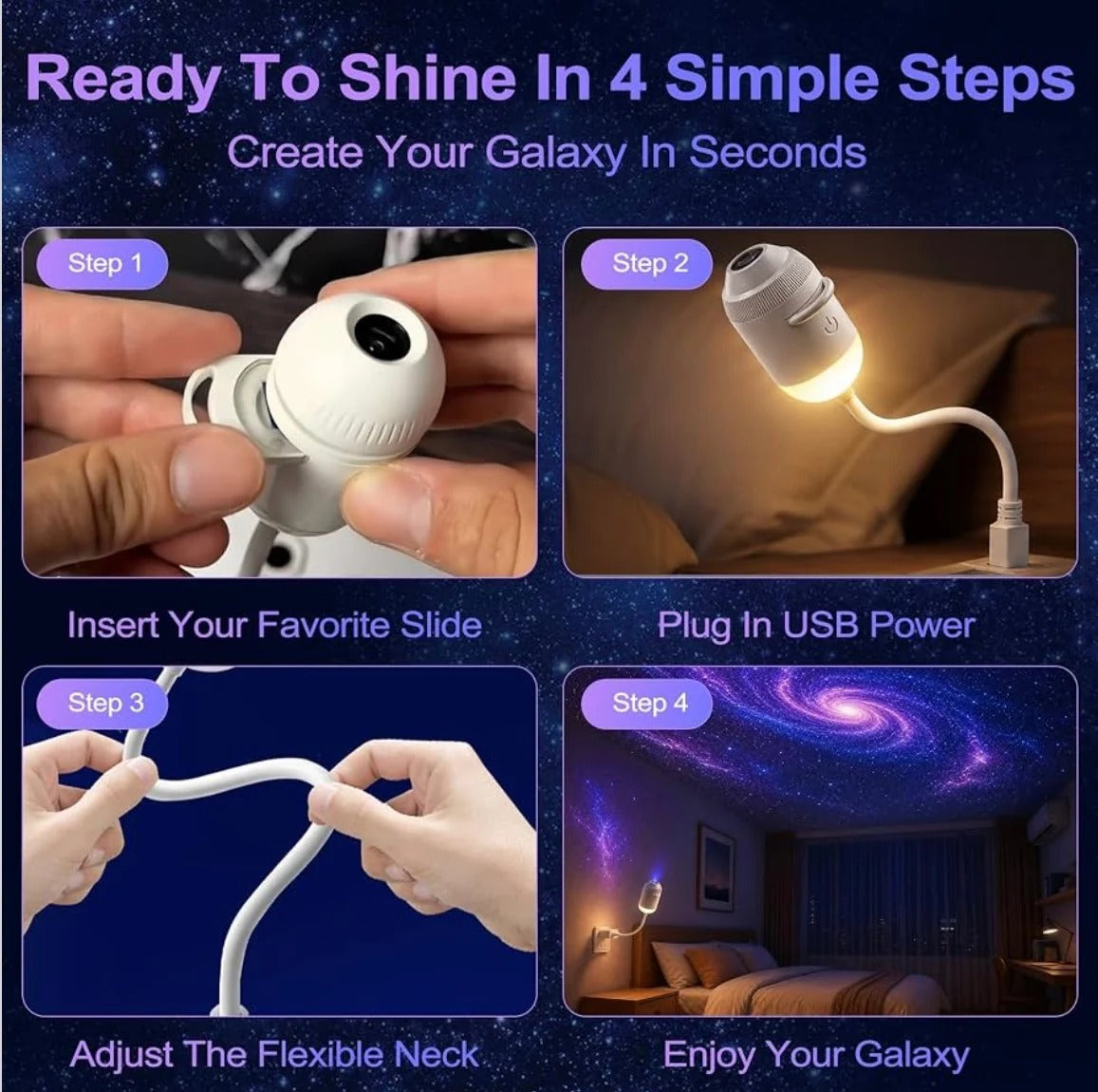 6-in-1 Galaxy Star Projector – Turn Your Ceiling Into Space