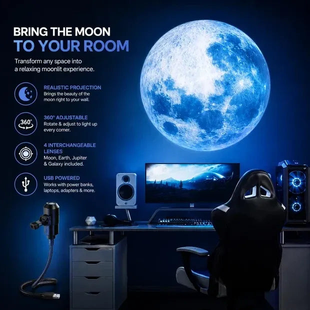 Moon & Planet Projector Lamp - 3 Lense Projector Lamp
